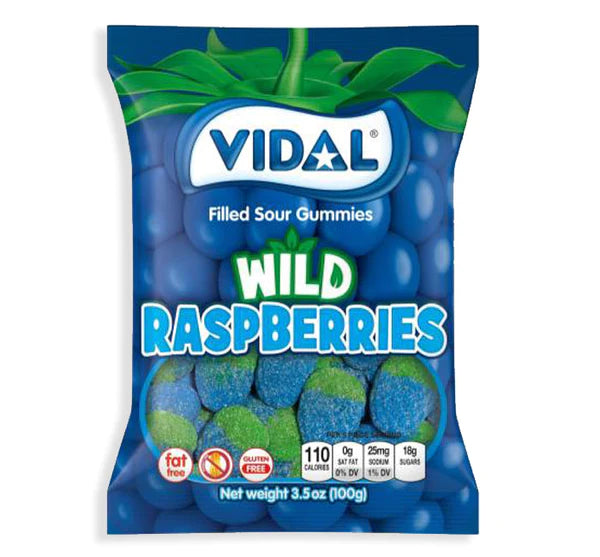 Vidal Wild Raspberries Filled Sour Gummies - 99g