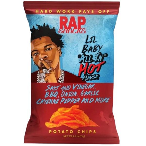 Rap Snacks Lil Baby Hot Salt & Vinegar, BBQ. Onion, Garlic, Cayenne Pepper & More - 70g