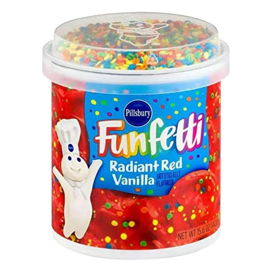 US Pillsbury Funfetti Radiant Red Vanilla Frosting - 442g