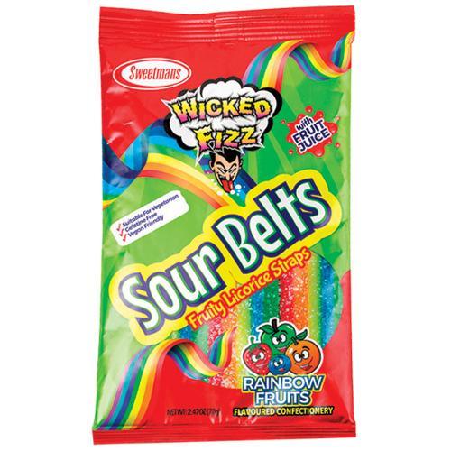 Wicked Fizz Rainbow Sour Belts - 70g