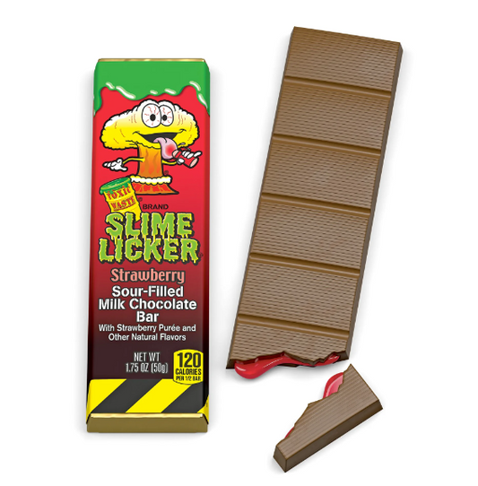 Toxic Waste Slime Licker Strawberry Sour Filled Milk Chocolate Bar - 50g