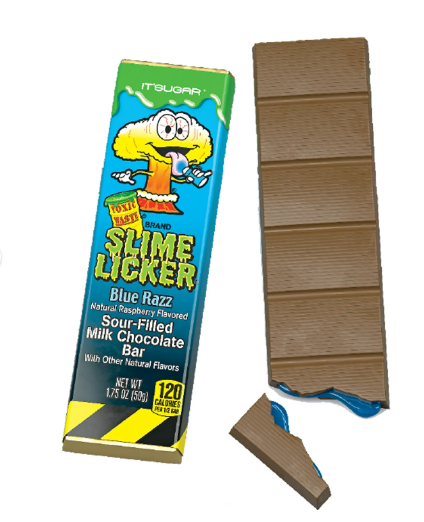Toxic Waste Slime Licker Blue Raspberry Sour Filled Milk Chocolate Bar - 50g