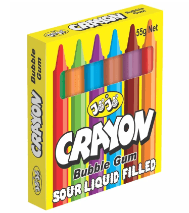 JoJos Crayon Sour Liquid Filled Bubble Gum - 55g