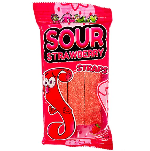 Juicy Jelly Sour Strawberry Straps - 160g