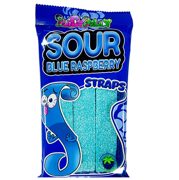 Juicy Jelly Sour Blue Raspberry Straps - 160g