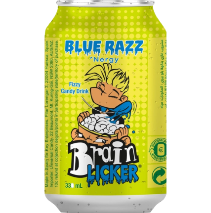 Brain Licker Blue Raspberry Fizzy Candy Drink - 330ml