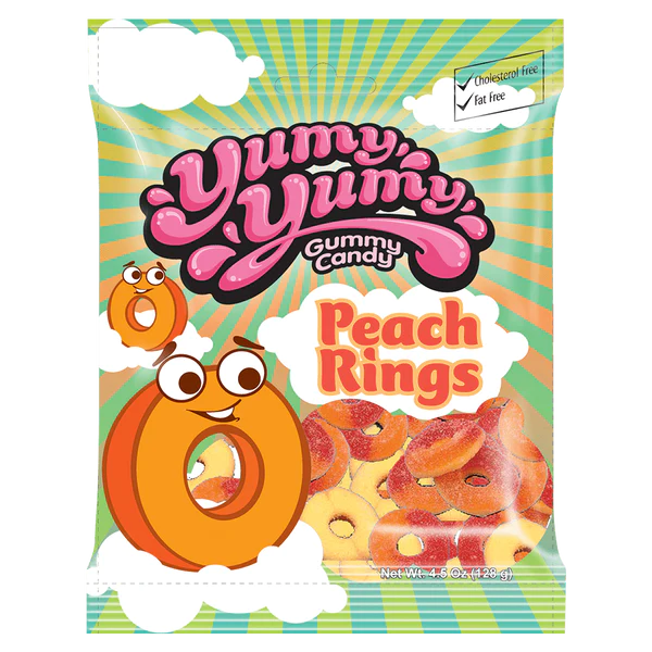 Yumy Yumy Gummy Peach Rings - 128g
