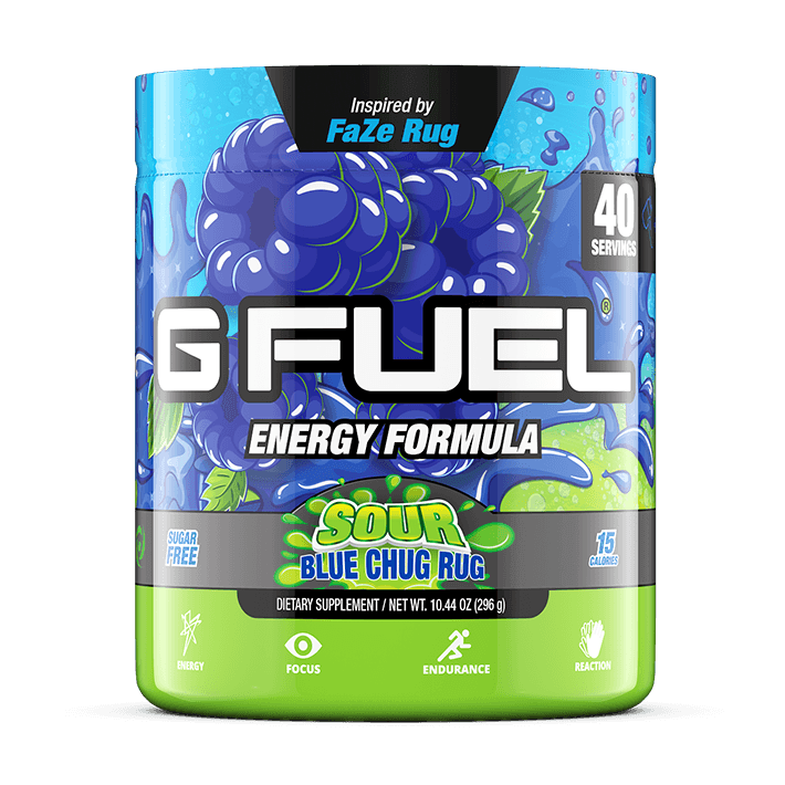 Gfuel Sour Blue Chug Rug Flavour Energy Formula Tub - 280g USA