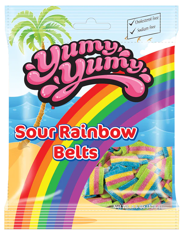 Yumy Yumy Sour Rainbow Belts - 128g