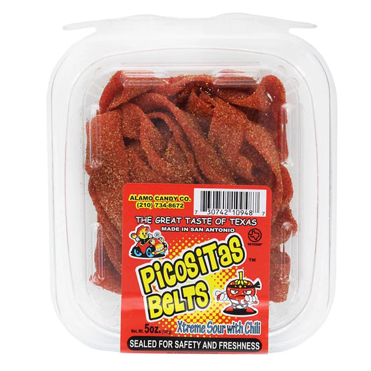 Alamo Candy Co Picositas Belts Xtreme Sour With Chilli - 141g MEXICAN