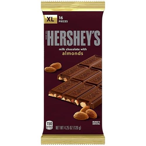 Hersheys XL Milk Chocolate With Almonds Block - 120g