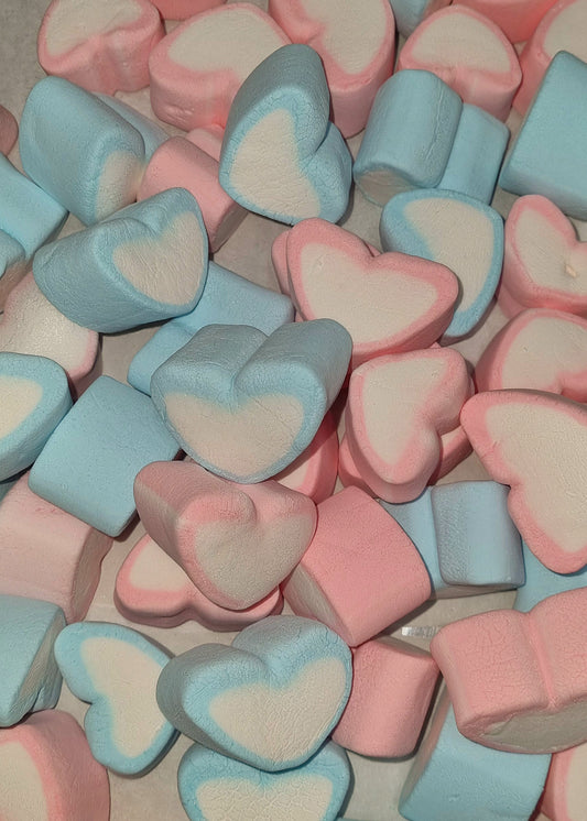 FREEZE DRIED Pink & Blue Love Hearts Marshmallows