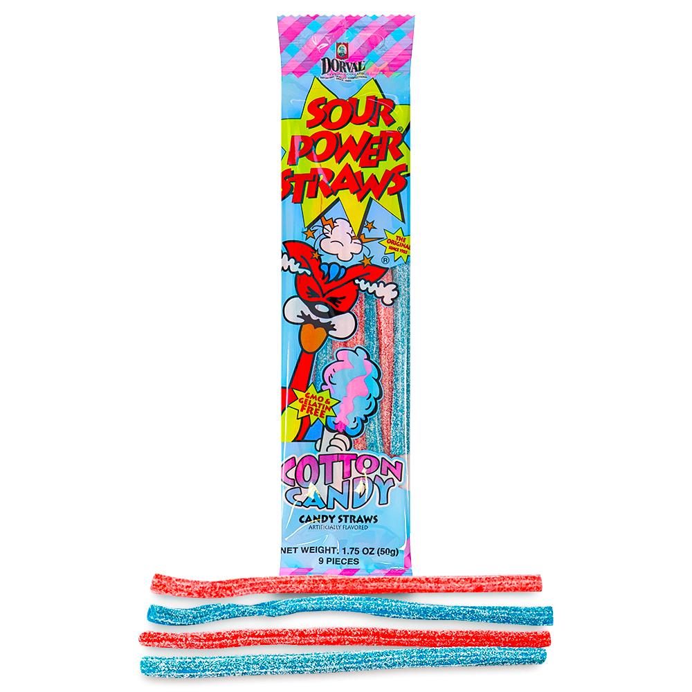 Sour Power Cotton Candy Straws - 50g