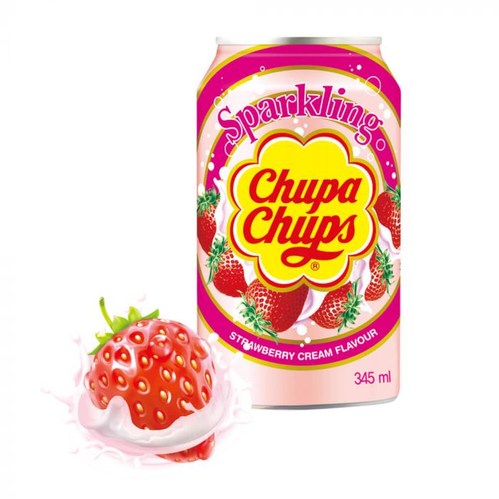 Chupa Chups Sparkling Strawberry & Cream - 345ml