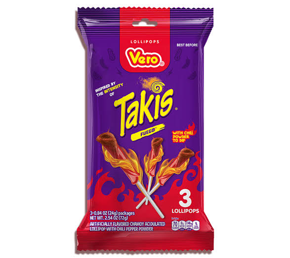 Takis Vero Chamoy Lollipops - 72g 3pk