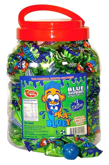 Ka-Bluey Blue Raspberry Candy With Bubble Gum Centres