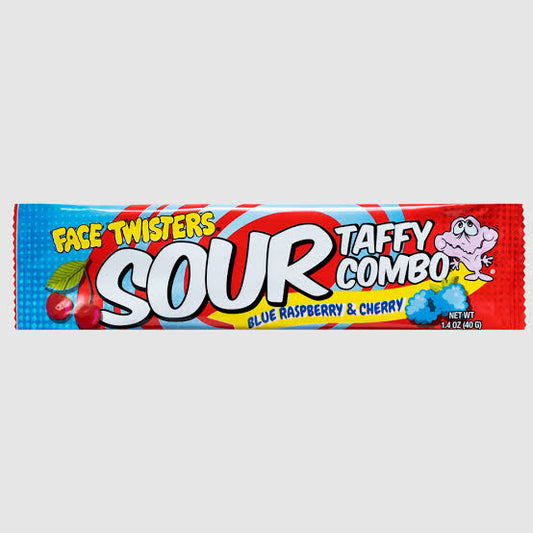 Face Twisters Sour Taffy Combo Blue Raspberry & Cherry